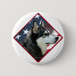 Alaskan Malamute Flag 2 Inch Round Button