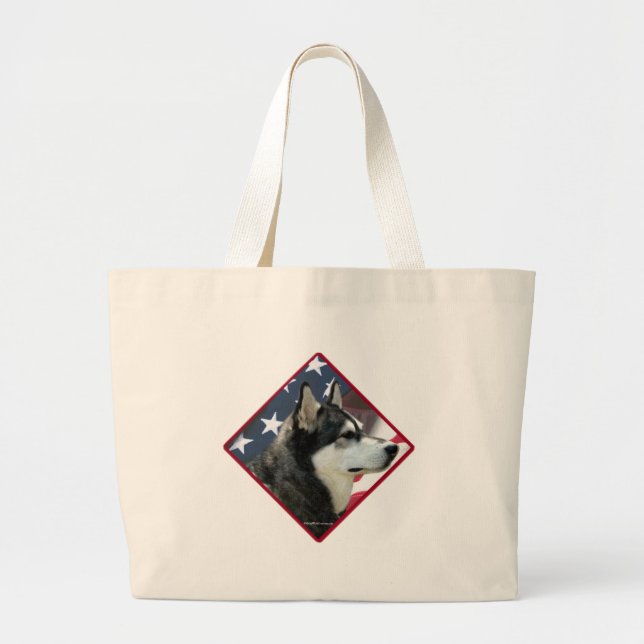 Alaskan Malamute Flag 2 Large Tote Bag (Front)