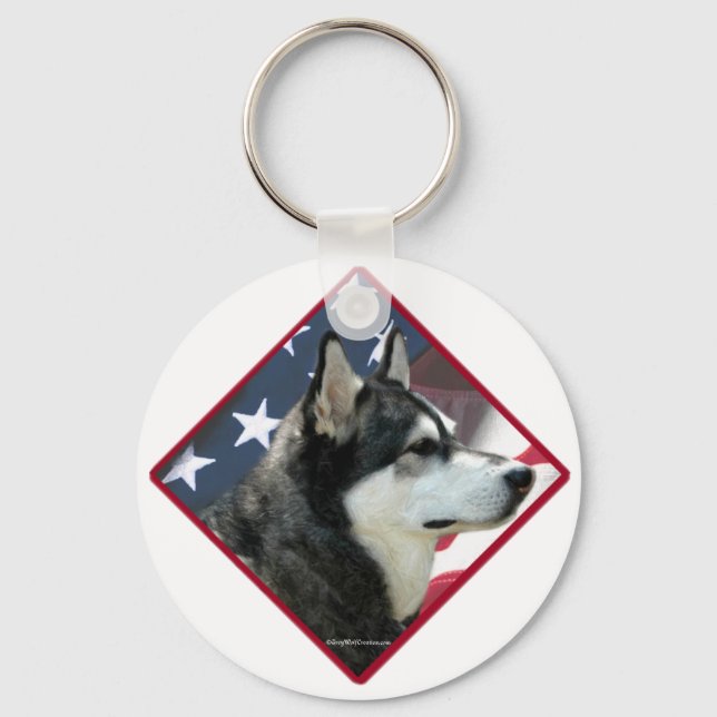 Alaskan Malamute Flag Keychain (Front)