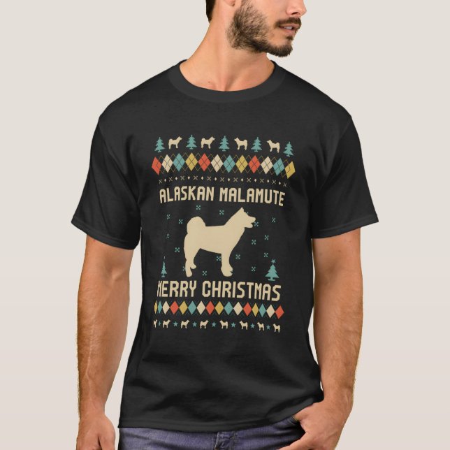 Alaskan Malamute Funny Ugly Sweater Vintage Retro  (Front)