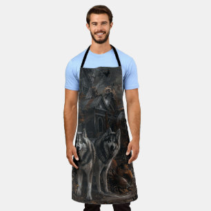 Alaskan Malamute Halloween Night Doggy Delight  Apron