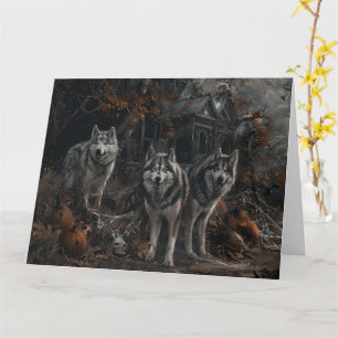 Alaskan Malamute Halloween Night Doggy Delight  Card