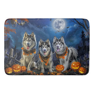 Alaskan Malamute Halloween Spooky  Bath Mat