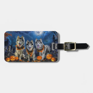 Alaskan Malamute Halloween Spooky Luggage Tag