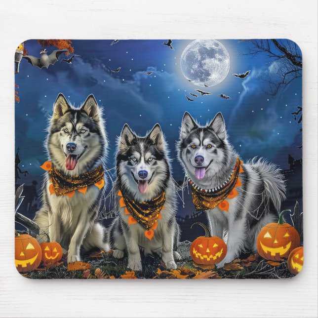 Alaskan Malamute Halloween Spooky  Mouse Pad (Front)