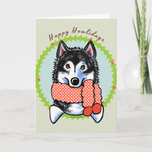 Alaskan Malamute Happy Howlidays Holiday Card