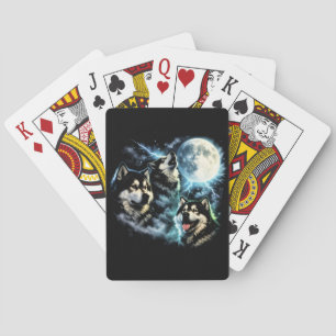 Alaskan Malamute Howling at the Moon Arctic Dog Playing Cards