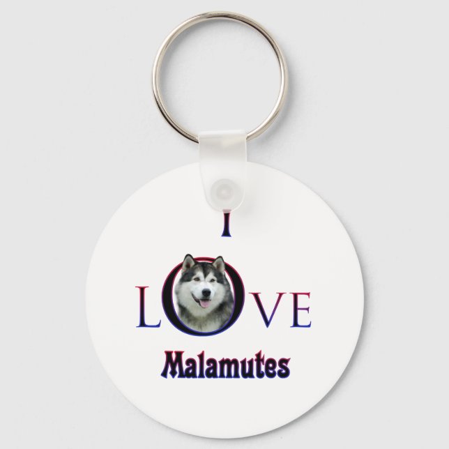 Alaskan Malamute I Love Keychain (Front)