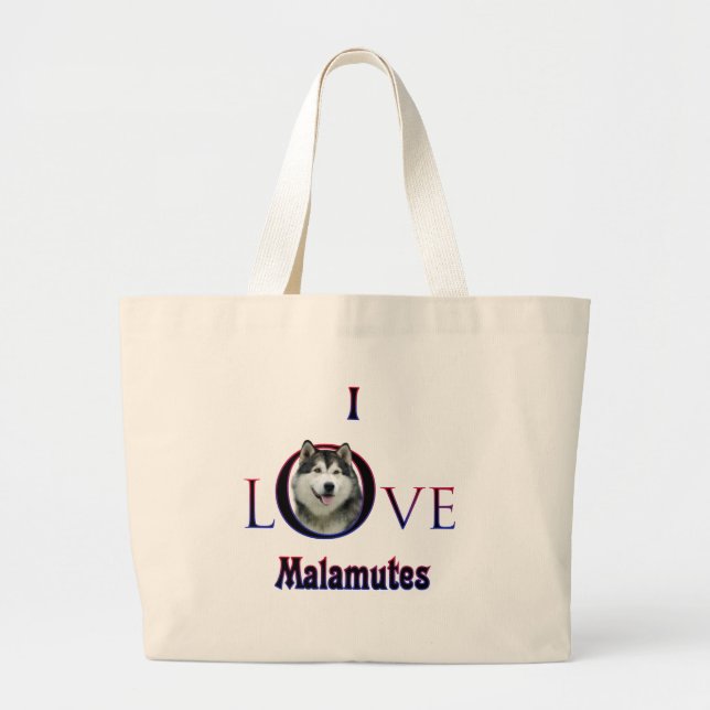 Alaskan Malamute I Love Large Tote Bag (Front)