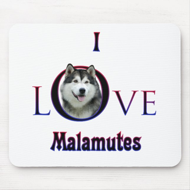 Alaskan Malamute I Love Mouse Pad (Front)