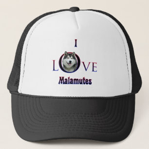 Alaskan Malamute I Love Trucker Hat