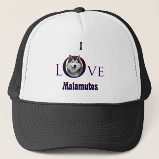 Alaskan Malamute I Love Trucker Hat