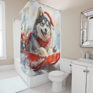 Alaskan Malamute in Sledge Let it Snow Christmas