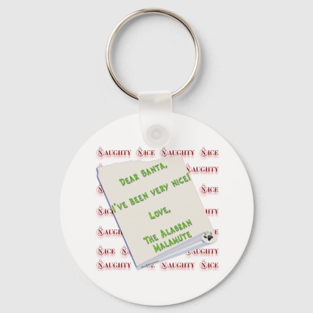 Alaskan Malamute Naughty or Nice Keychain (Front)