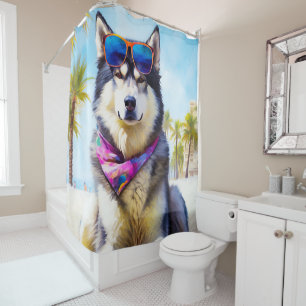 Alaskan Malamute on Beach, summer gift