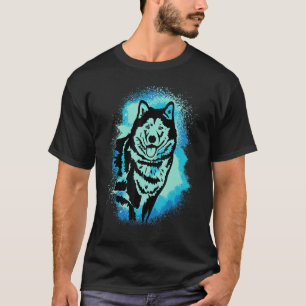 Alaskan Malamute Paint Blue Design Dog Mom Dad_1 T-Shirt