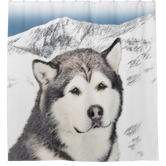 Alaskan Malamute Painting - Cute Original Dog Art (Front)