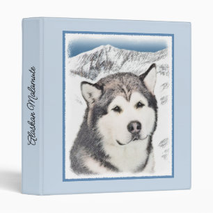 Alaskan Malamute Painting - Cute Original Dog Art Binder