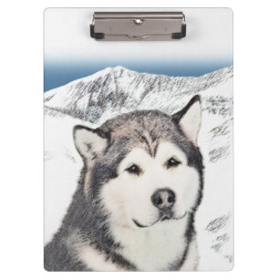 Alaskan Malamute Painting - Cute Original Dog Art Clipboard