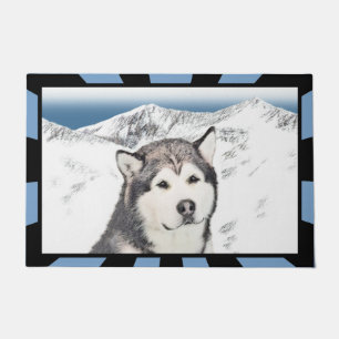 Alaskan Malamute Painting - Cute Original Dog Art Doormat