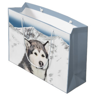 Alaskan Malamute Painting - Cute Original Dog Art Large Gift Bag