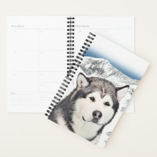 Alaskan Malamute Painting - Cute Original Dog Art Planner