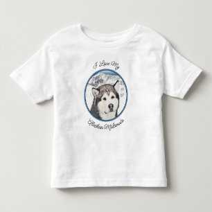 Alaskan Malamute Painting - Cute Original Dog Art Toddler T-shirt