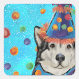 Alaskan Malamute Party Square Sticker
