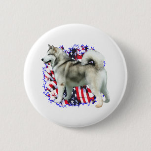 Alaskan Malamute Patriot 2 Inch Round Button