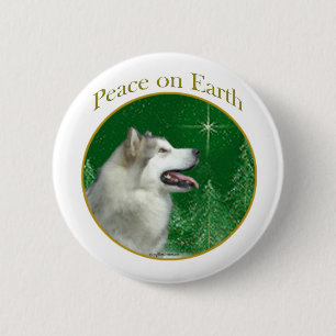 Alaskan Malamute Peace 2 Inch Round Button