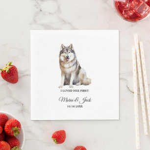 Alaskan Malamute Pet Full Colour Wedding Cocktail Napkin