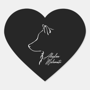 Alaskan Malamute Profile dog mom Heart Sticker