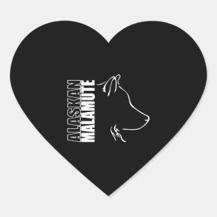 Alaskan Malamute Profile dog mom Heart Sticker