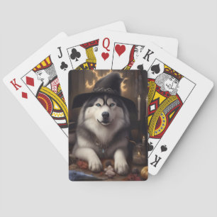 Alaskan Malamute Pumpkins Halloween Scary Playing Cards