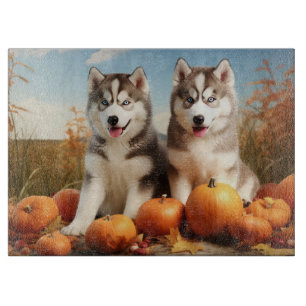 Alaskan Malamute Puppy Autumn Delight Pumpkin Cutting Board
