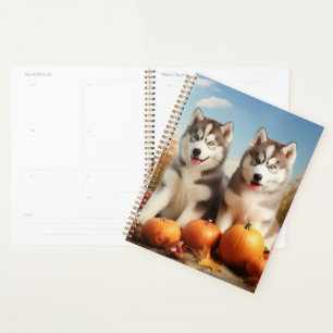 Alaskan Malamute Puppy Autumn Delight Pumpkin Planner