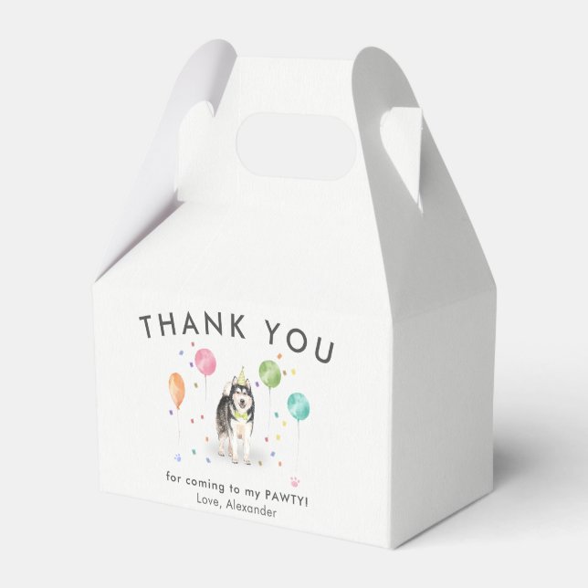 Alaskan Malamute Puppy Dog Birthday Thank You  Favor Box (Front Side)