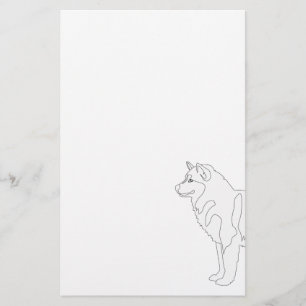 Alaskan Malamute Ready to Colour and Customize Stationery