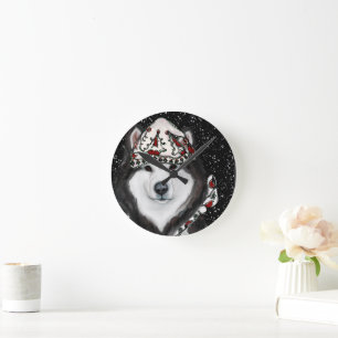 Alaskan Malamute Round Clock