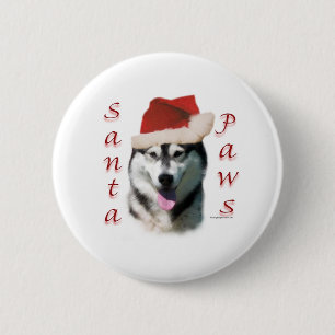 Alaskan Malamute Santa Paws 2 Inch Round Button