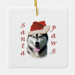 Alaskan Malamute Santa Paws Ceramic Ornament