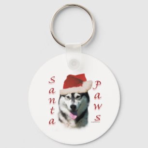 Alaskan Malamute Santa Paws Keychain