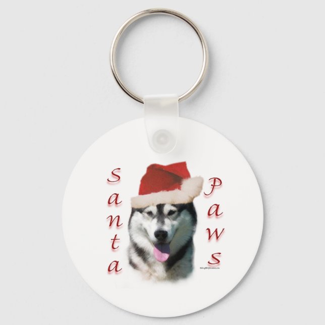 Alaskan Malamute Santa Paws Keychain (Front)