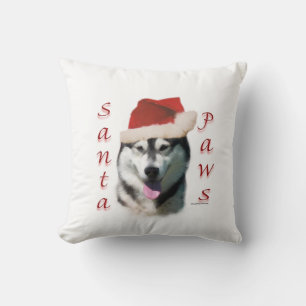 Alaskan Malamute Santa Paws Throw Pillow