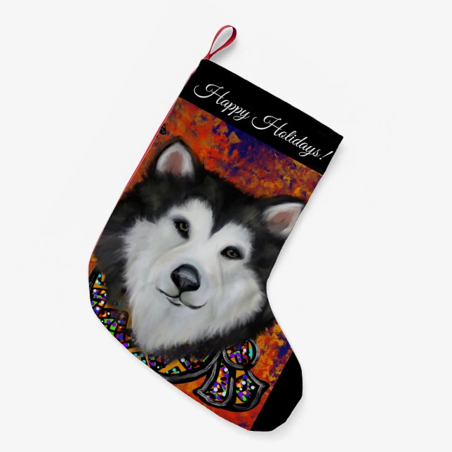 Alaskan Malamute  Small Christmas Stocking (Front (Hanging))