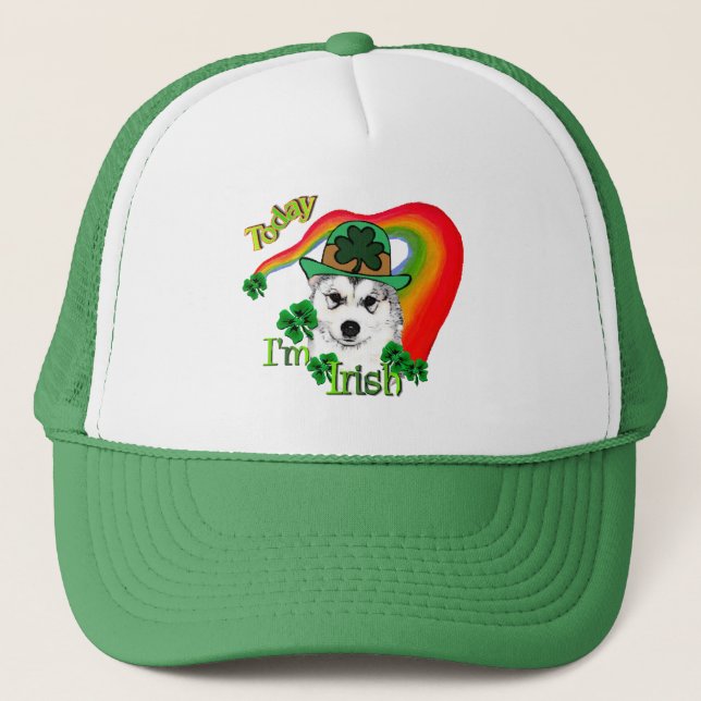 Alaskan Malamute St. Patrick's Day Trucker Hat (Front)