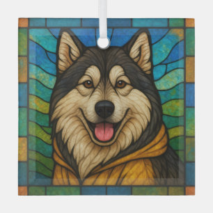 Alaskan Malamute "Stained Glass"  Glass Ornament