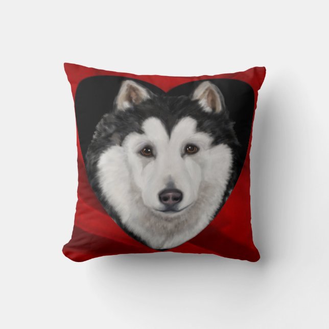 Alaskan Malamute Throw Pillow (Front)