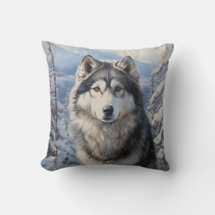 Alaskan Malamute Throw Pillow