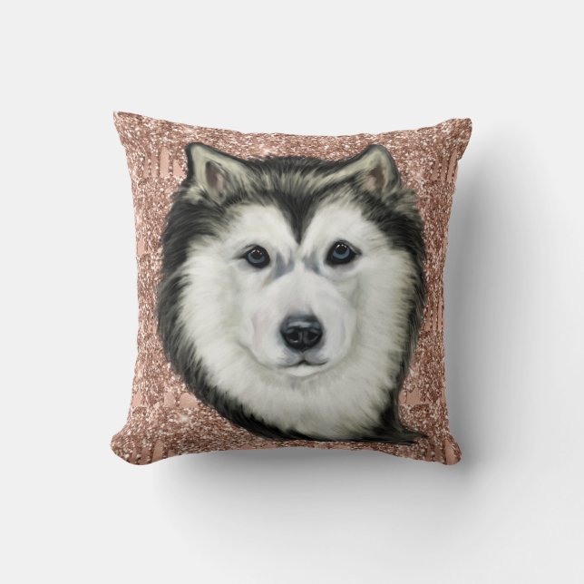 Alaskan Malamute Throw Pillow (Front)